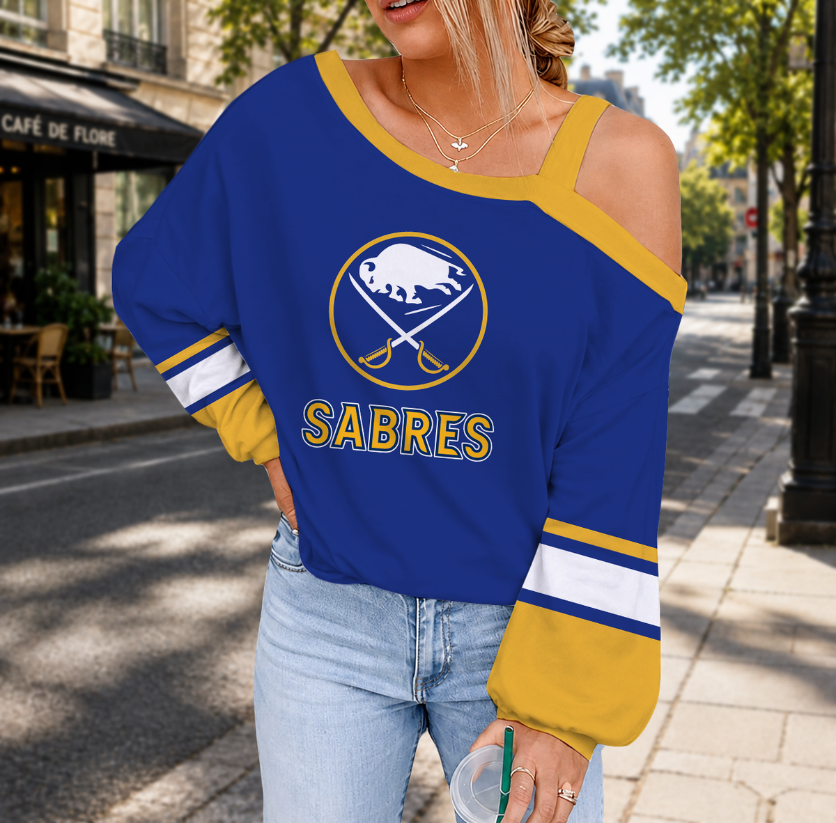 EXCLUSIVE EDITION - NEW CUSTOMIZED NHL28 BFS BUFFALO SABRES DROP SHOULDER SWEATSHIRT