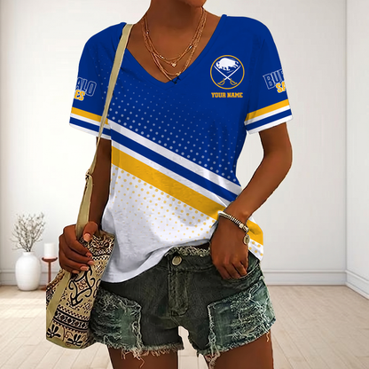 LIMITED EDITION - NEW CUSTOMIZED NHL28 BFS BUFFALO SABRES V-NECK FEMALE SHIRT