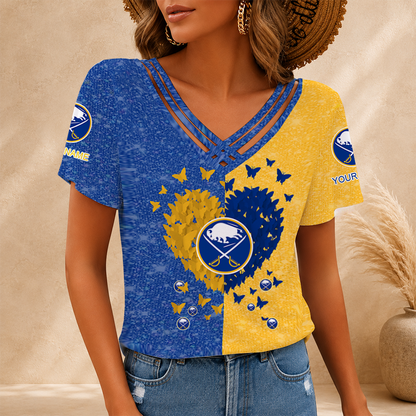 LIMITED EDITION - NEW CUSTOMIZED NHL28 BFS BUFFALO SABRES V-NECK SHIRT