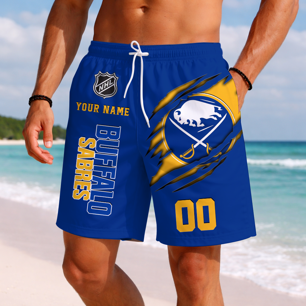 LIMITED EDITION - NEW CUSTOMIZED NHL28 BFS BUFFALO SABRES SHORT PANTS