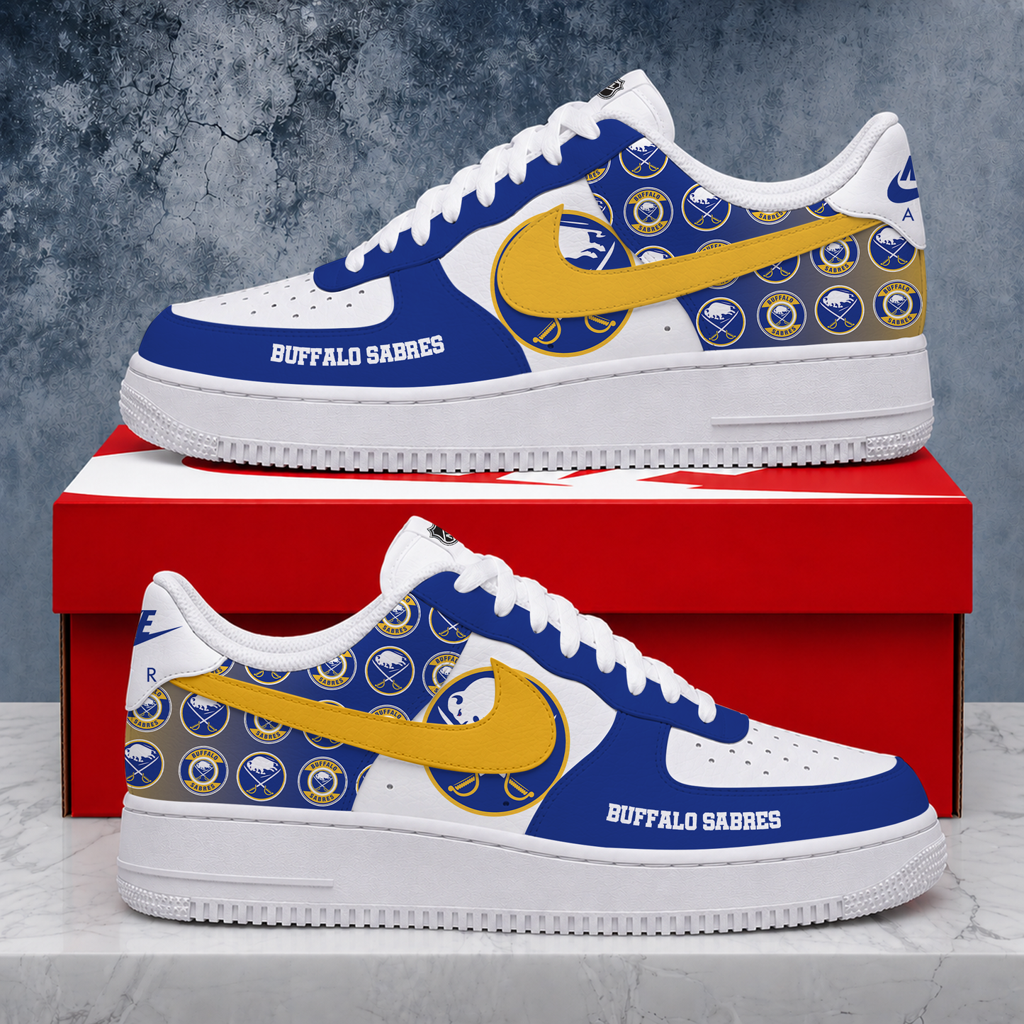 LIMITED EDITION - NEW CUSTOMIZED NHL28 BFS BUFFALO SABRES AF1 SHOES