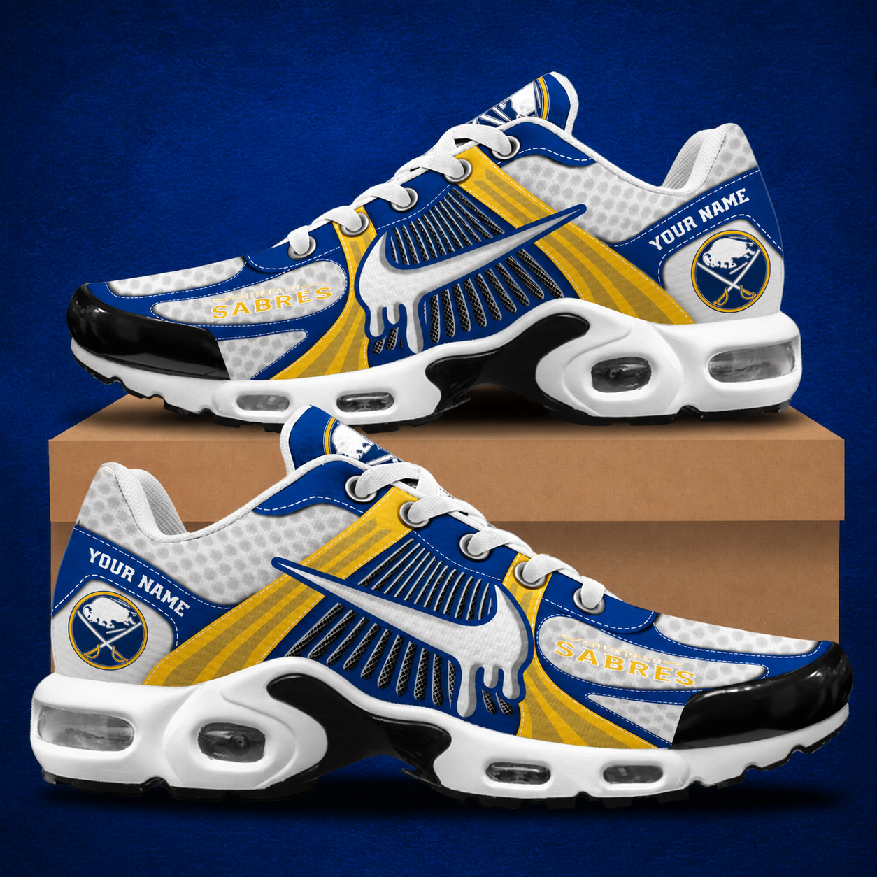 LIMITED EDITION - NEW CUSTOMIZED NHL28 BFS BUFFALO SABRES AIR MAX PLUS SNEAKERS
