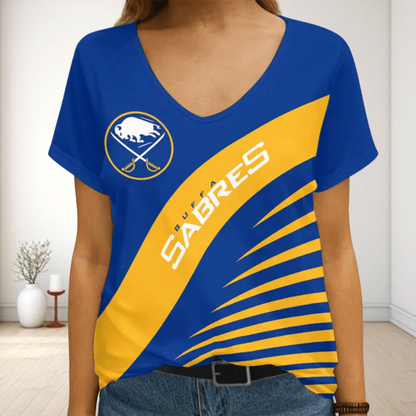 LIMITED EDITION - NEW CUSTOMIZED NHL28 BFS BUFFALO SABRES V-NECK FEMALE SHIRT
