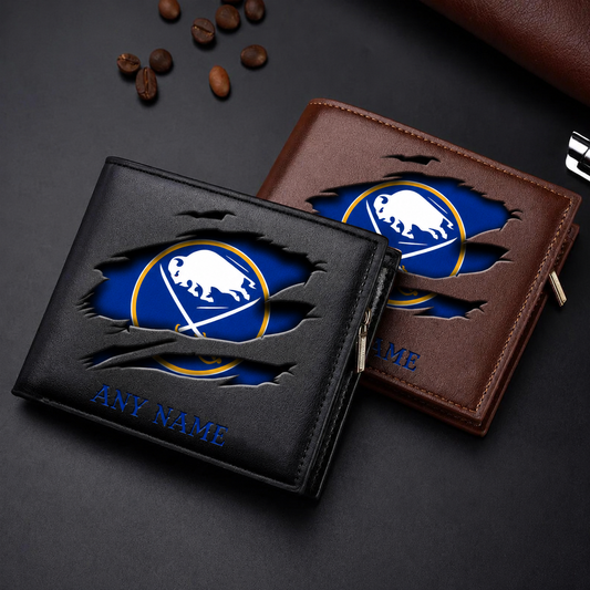 LIMITED EDITION - NEW CUSTOMIZED NHL28 BFS BUFFALO SABRES LEATHER WALLET