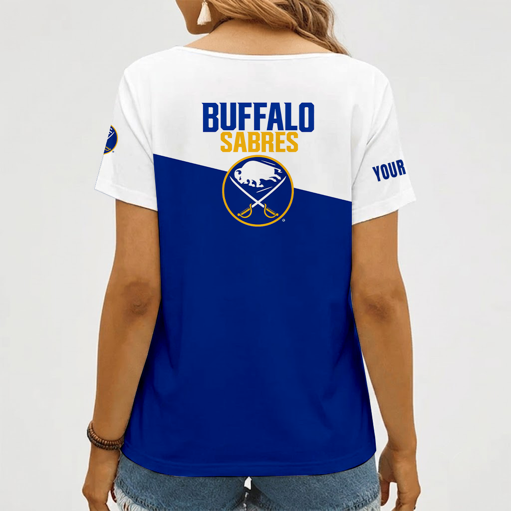 [SUPER SALE] NEW CUSTOMIZED NHL28 BFS BUFFALO SABRES V-NECK FEMALE SHIRT