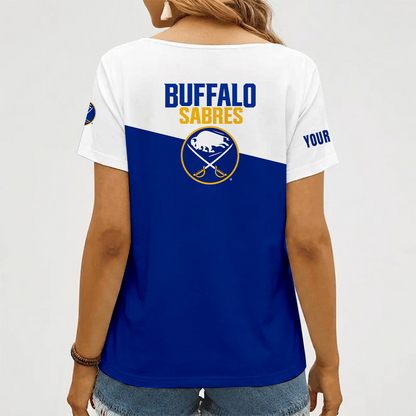 [SUPER SALE] NEW CUSTOMIZED NHL28 BFS BUFFALO SABRES V-NECK FEMALE SHIRT