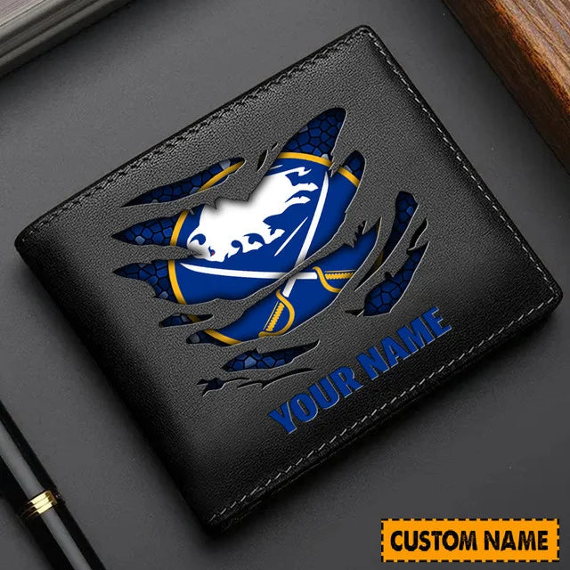 LIMITED EDITION - NEW CUSTOMIZED NHL28 BFS BUFFALO SABRES LEATHER WALLET
