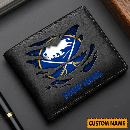 LIMITED EDITION - NEW CUSTOMIZED NHL28 BFS BUFFALO SABRES LEATHER WALLET