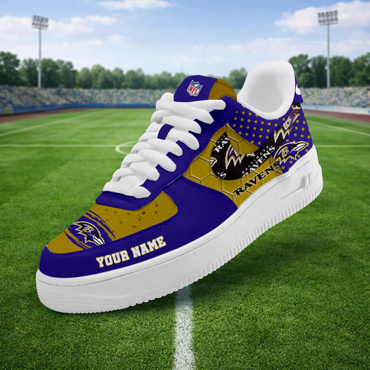 LIMITED EDITION - NEW CUSTOMIZED NFL28 BTR BALTIMORE RAVENS AF1 SNEAKERS