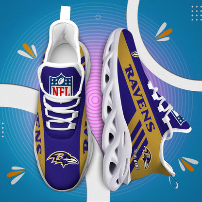 LIMITED EDITION - NEW CUSTOMIZED NFL28 BTR BALTIMORE RAVENS UNISEX MAX SOUL SHOES