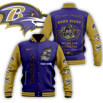 LIMITED EDITION - NEW CUSTOMIZED NFL28 BTR BALTIMORE RAVENS BASEBALL JACKET