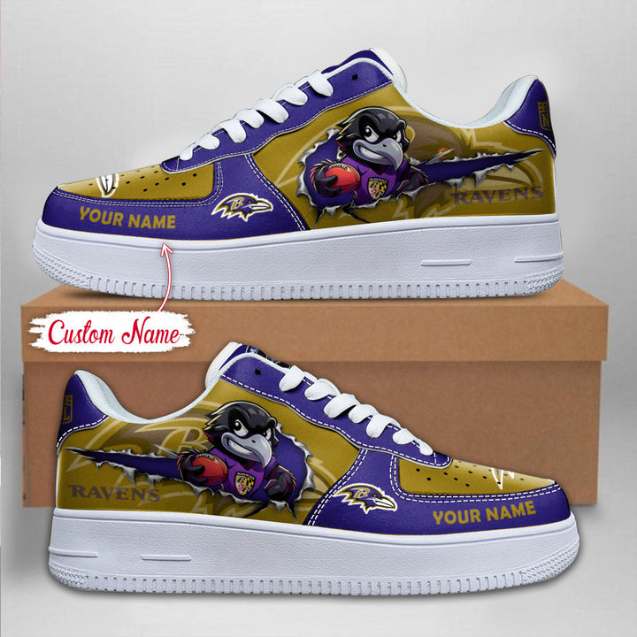 LIMITED EDITION - NEW CUSTOMIZED NFL28 BTR BALTIMORE RAVENS AF1 SNEAKERS