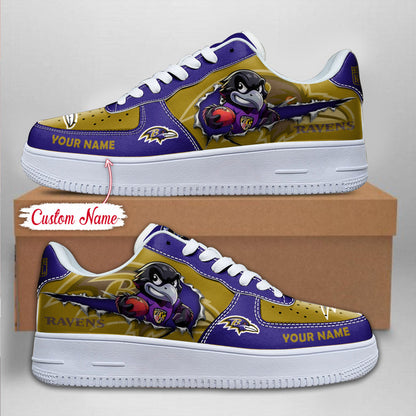 LIMITED EDITION - NEW CUSTOMIZED NFL28 BTR BALTIMORE RAVENS AF1 SNEAKERS