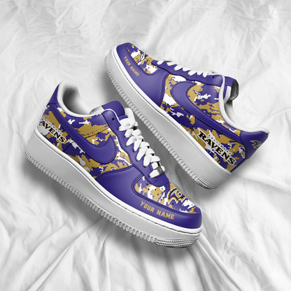 LIMITED EDITION - NEW CUSTOMIZED NFL28 BTR BALTIMORE RAVENS AF1 SNEAKERS