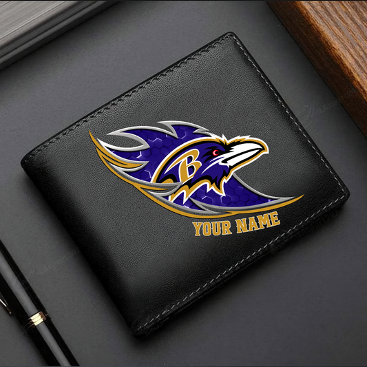 LIMITED EDITION - NEW CUSTOMIZED NFL28 BTR BALTIMORE RAVENS LEATHER WALLET