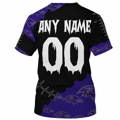 LIMITED EDITION - NEW CUSTOMIZED NFL28 BTR BALTIMORE RAVENS HALLOWEEN SKULL APPAREL FOR FANS