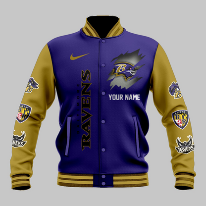 LIMITED EDITION - NEW CUSTOMIZED NFL28 BTR BALTIMORE RAVENS BASEBALL JACKET