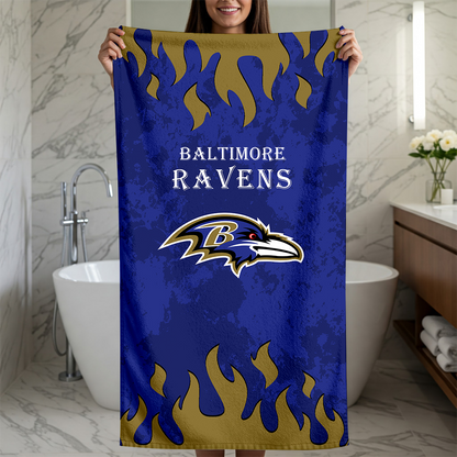 LIMITED EDITION - NEW CUSTOMIZED NFL28 BTR BALTIMORE RAVENS BEACH TOWEL FOR FAN