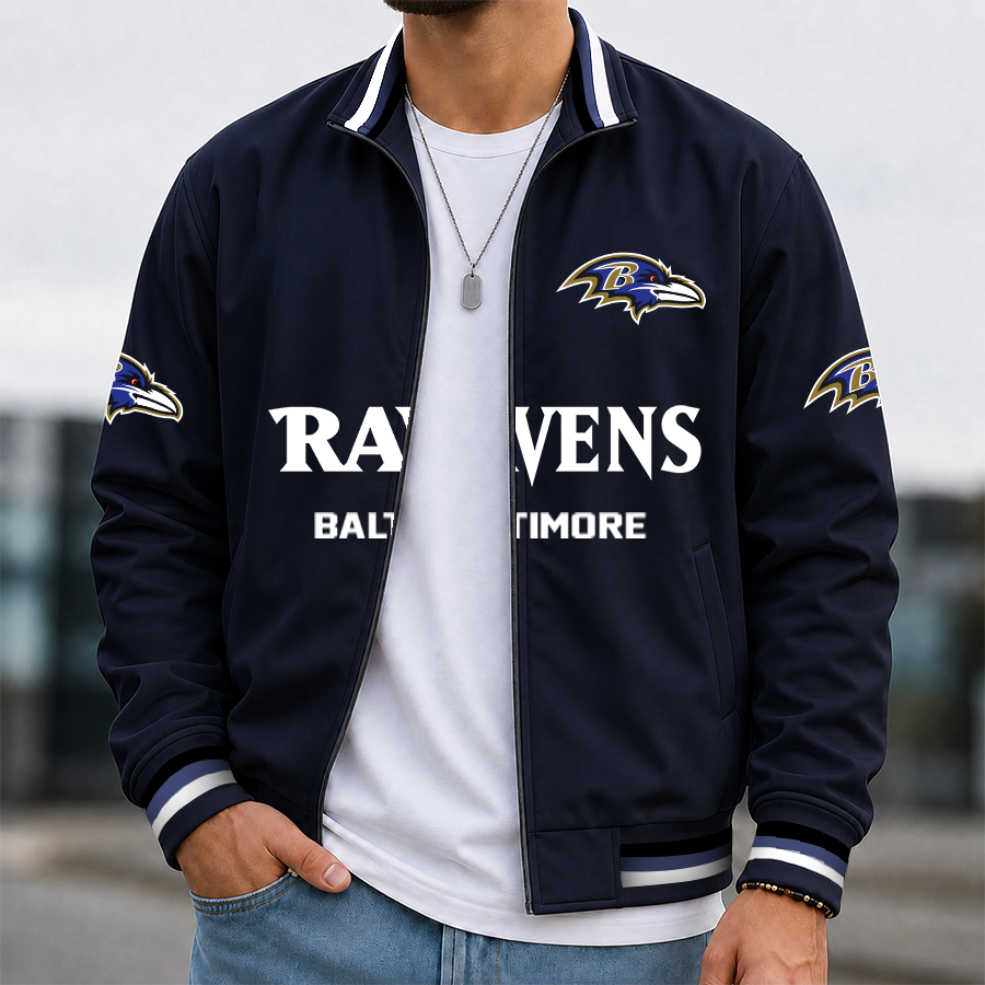 [SPECIAL OFFER] NEW CUSTOMIZED NFL28 BTR BALTIMORE RAVENS MEN'S CASUAL JACKET