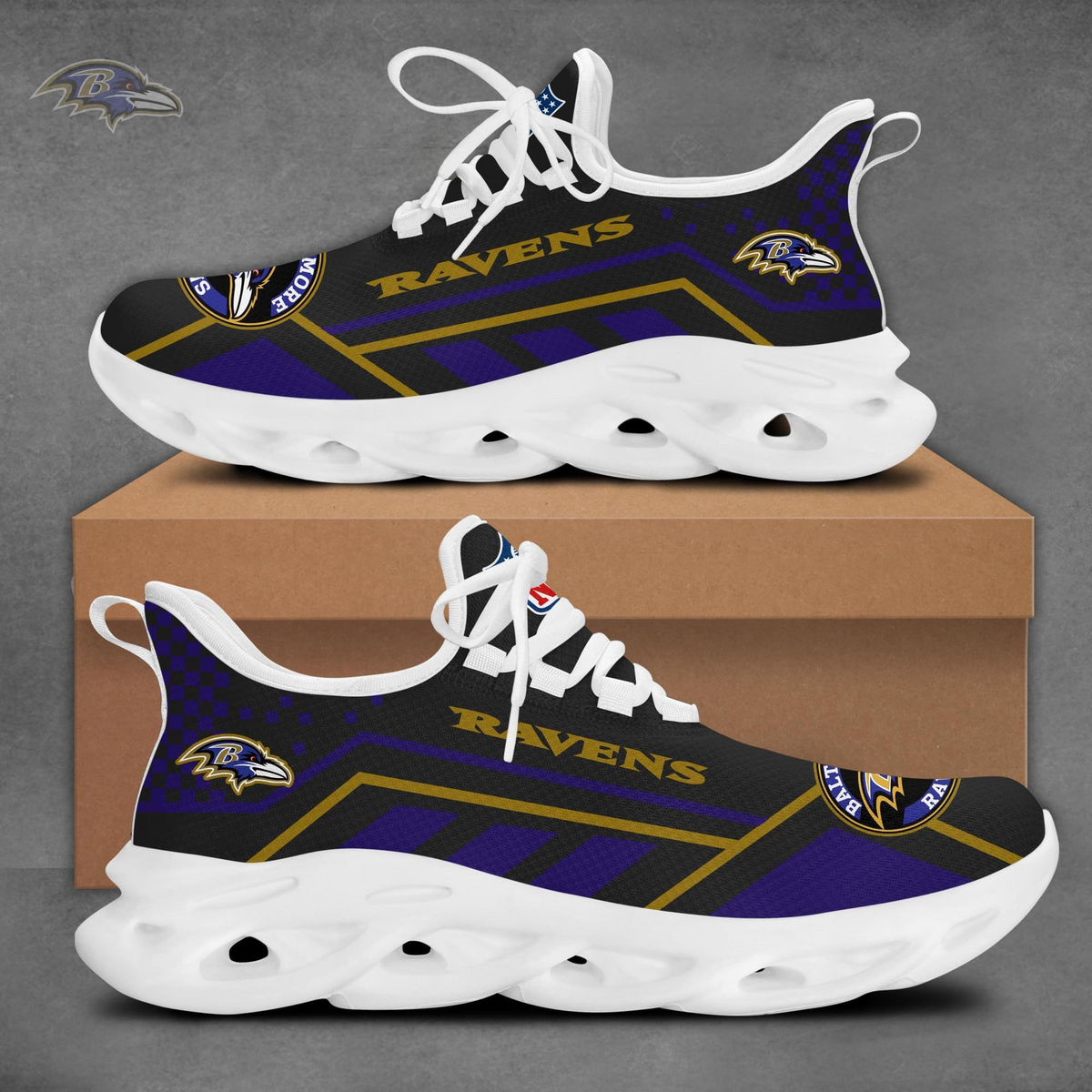 SPECIAL EDITION - NEW CUSTOMIZED NFL28 BTR BALTIMORE RAVENS MAX SOUL SHOES