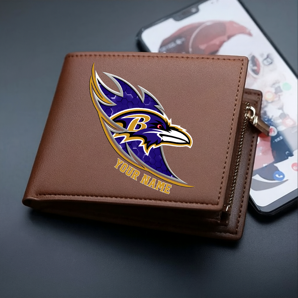LIMITED EDITION - NEW CUSTOMIZED NFL28 BTR BALTIMORE RAVENS LEATHER WALLET