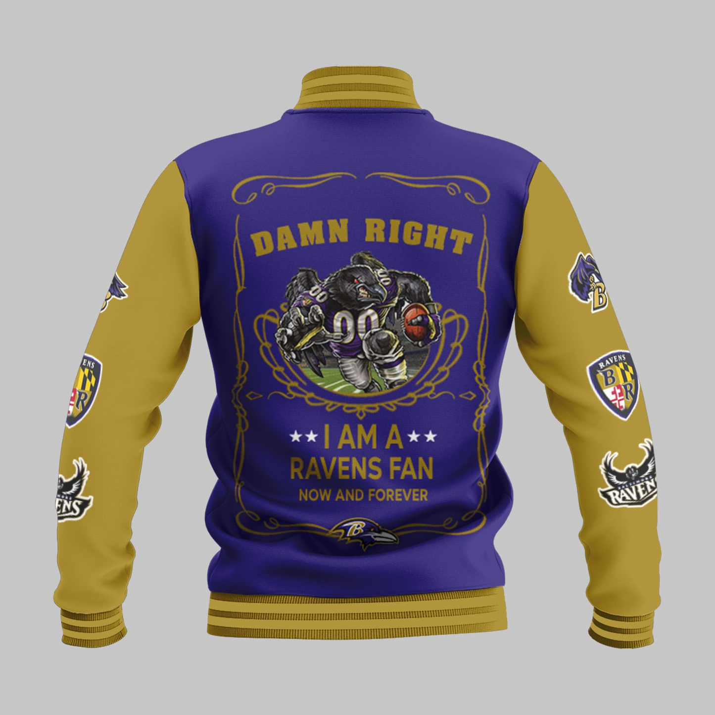 LIMITED EDITION - NEW CUSTOMIZED NFL28 BTR BALTIMORE RAVENS BASEBALL JACKET