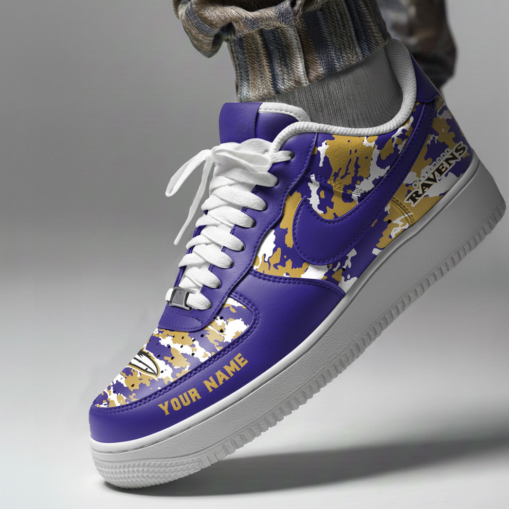 LIMITED EDITION - NEW CUSTOMIZED NFL28 BTR BALTIMORE RAVENS AF1 SNEAKERS