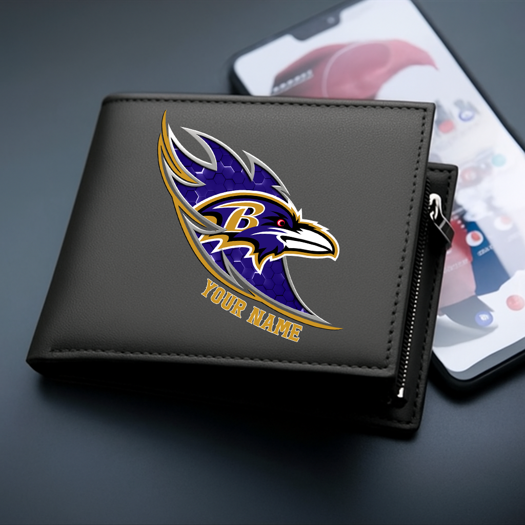 LIMITED EDITION - NEW CUSTOMIZED NFL28 BTR BALTIMORE RAVENS LEATHER WALLET
