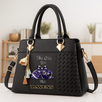 LIMITED EDITION - NEW CUSTOMIZED NFL28 BTR BALTIMORE RAVENS WOMEN'S ZIP HANDBAG MULTICOLOR