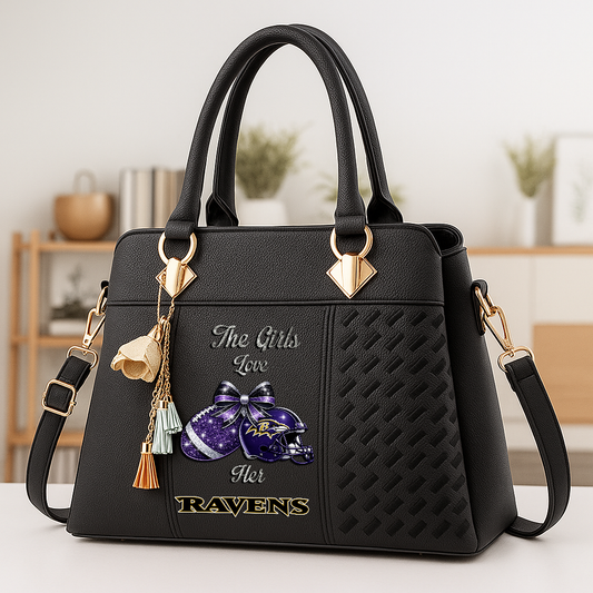 LIMITED EDITION - NEW CUSTOMIZED NFL28 BTR BALTIMORE RAVENS WOMEN'S ZIP HANDBAG MULTICOLOR