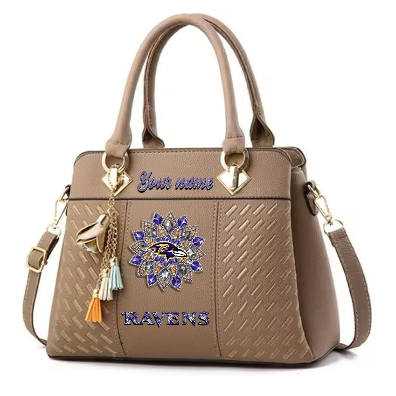 LIMITED EDITION - NEW CUSTOMIZED NFL28 BTR BALTIMORE RAVENS WOMEN'S ZIP HANDBAG MULTICOLOR