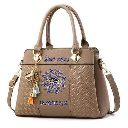 LIMITED EDITION - NEW CUSTOMIZED NFL28 BTR BALTIMORE RAVENS WOMEN'S ZIP HANDBAG MULTICOLOR