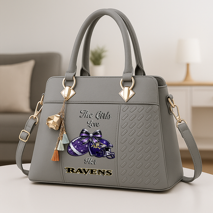 LIMITED EDITION - NEW CUSTOMIZED NFL28 BTR BALTIMORE RAVENS WOMEN'S ZIP HANDBAG MULTICOLOR