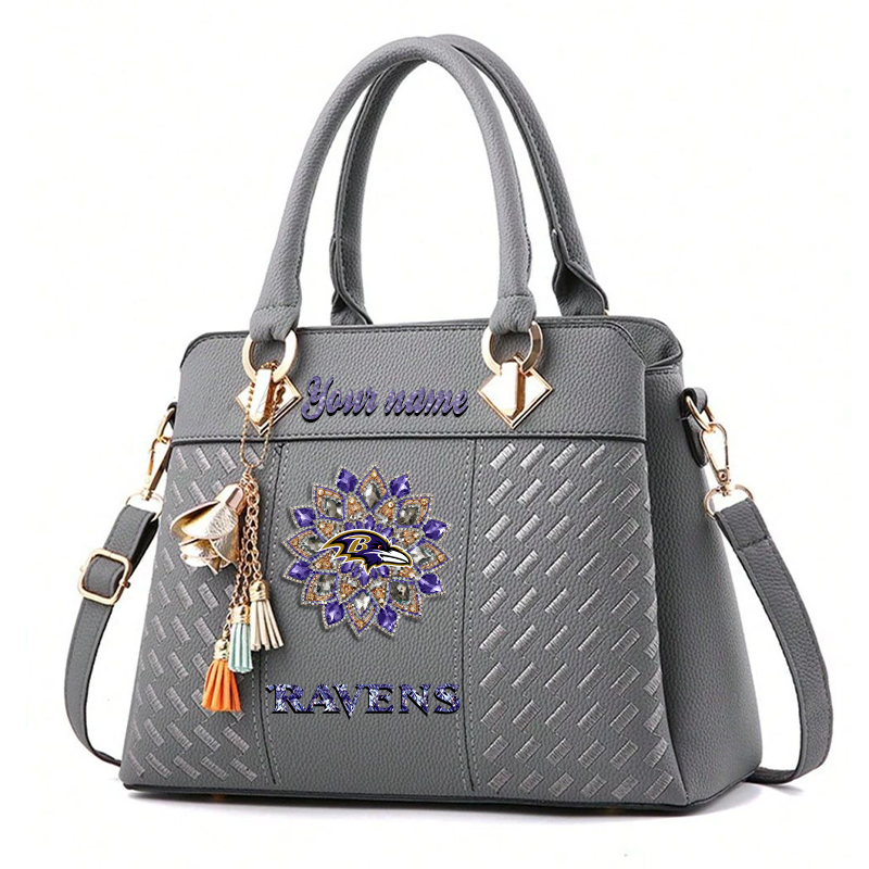LIMITED EDITION - NEW CUSTOMIZED NFL28 BTR BALTIMORE RAVENS WOMEN'S ZIP HANDBAG MULTICOLOR