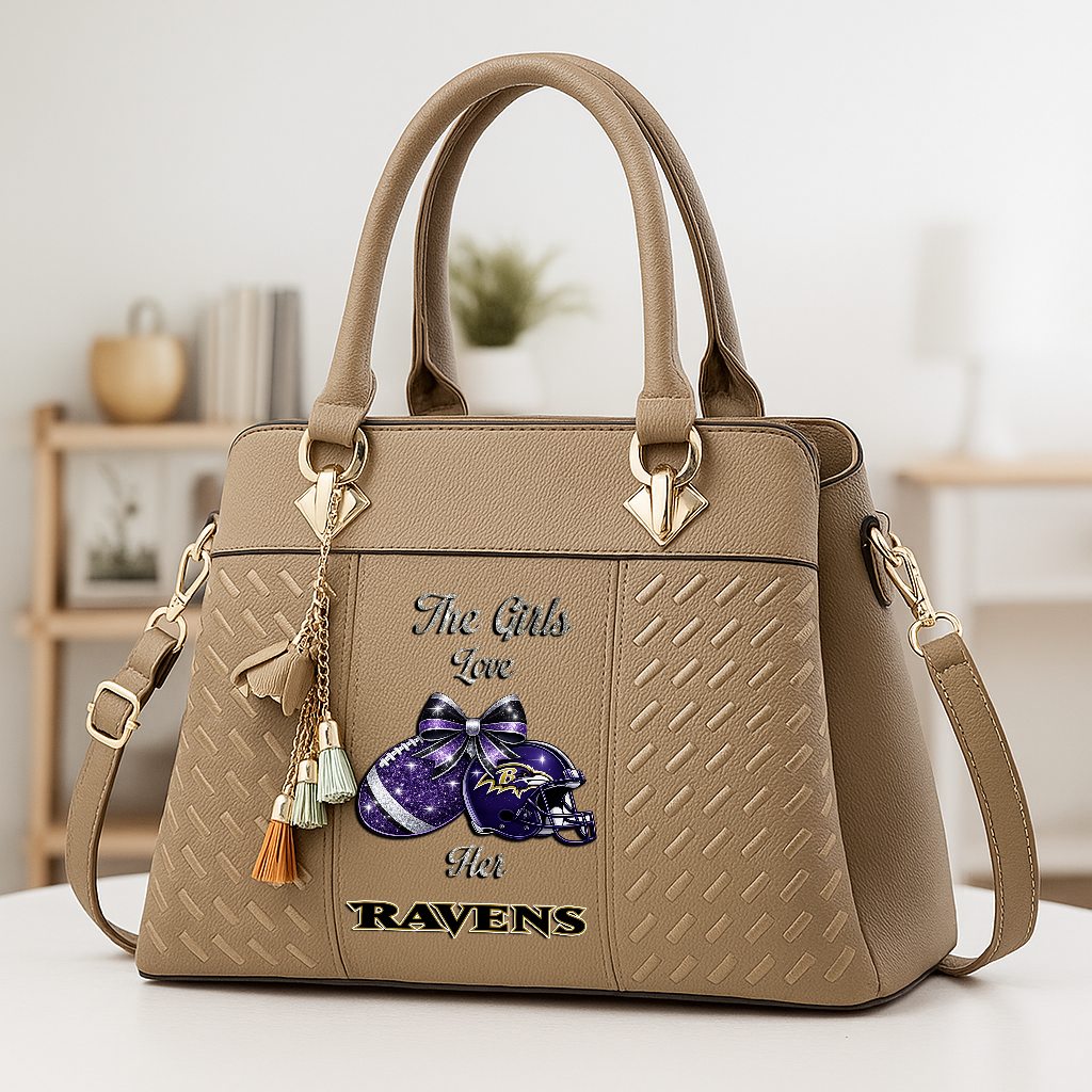LIMITED EDITION - NEW CUSTOMIZED NFL28 BTR BALTIMORE RAVENS WOMEN'S ZIP HANDBAG MULTICOLOR
