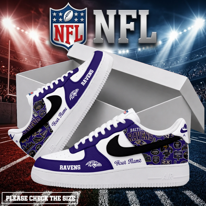 LIMITED EDITION - NEW CUSTOMIZED NFL28 BTR BALTIMORE RAVENS AF1 SHOES