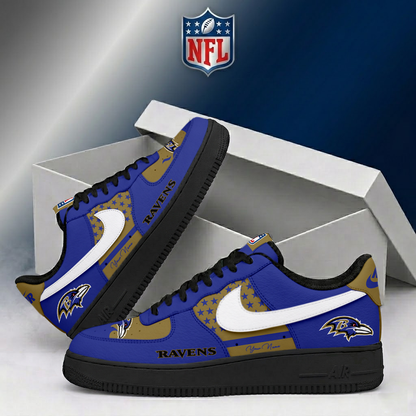 LIMITED EDITION - NEW CUSTOMIZED NFL28 BTR BALTIMORE RAVENS AF1 SHOES