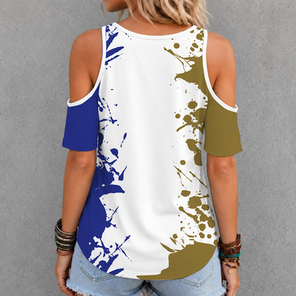 [SPECIAL OFFER] NEW CUSTOMIZED NFL28 BTR BALTIMORE RAVENS CRISS CROSS V-NECK TOP