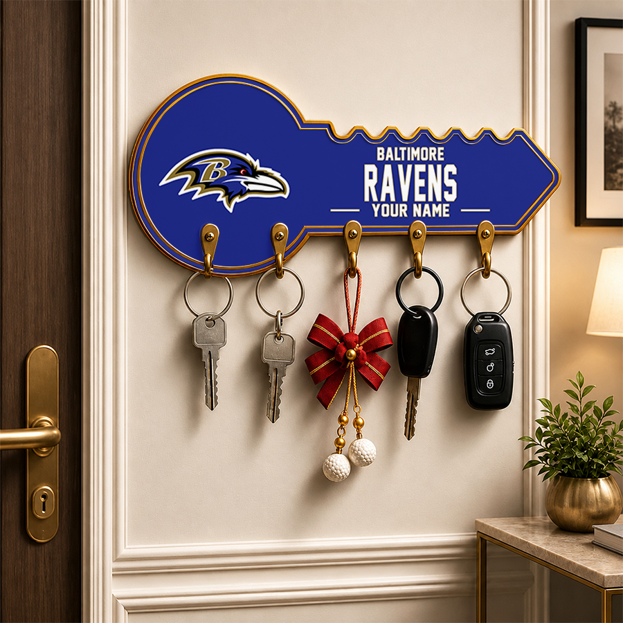 [SPECIAL OFFER] NEW CUSTOMIZED NFL28 BTR BALTIMORE RAVENS WALL KEY HOLDER FOR HOME