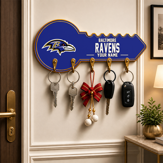 [SPECIAL OFFER] NEW CUSTOMIZED NFL28 BTR BALTIMORE RAVENS WALL KEY HOLDER FOR HOME