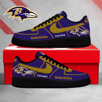 SPECIAL EDITION - NEW CUSTOMIZED NFL28 BTR BALTIMORE RAVENS AF1 SHOES