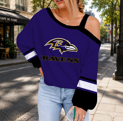 SPECIAL EDITION - NEW CUSTOMIZED NFL28 BTR BALTIMORE RAVENS DROP SHOULDER SWEATSHIRT