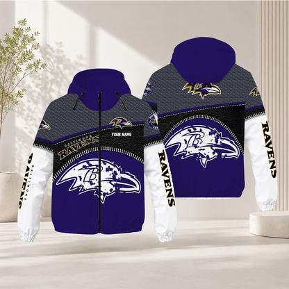 LIMITED EDITION - NEW CUSTOMIZED NFL28 BTR BALTIMORE RAVENS WINDBREAKER JACKET