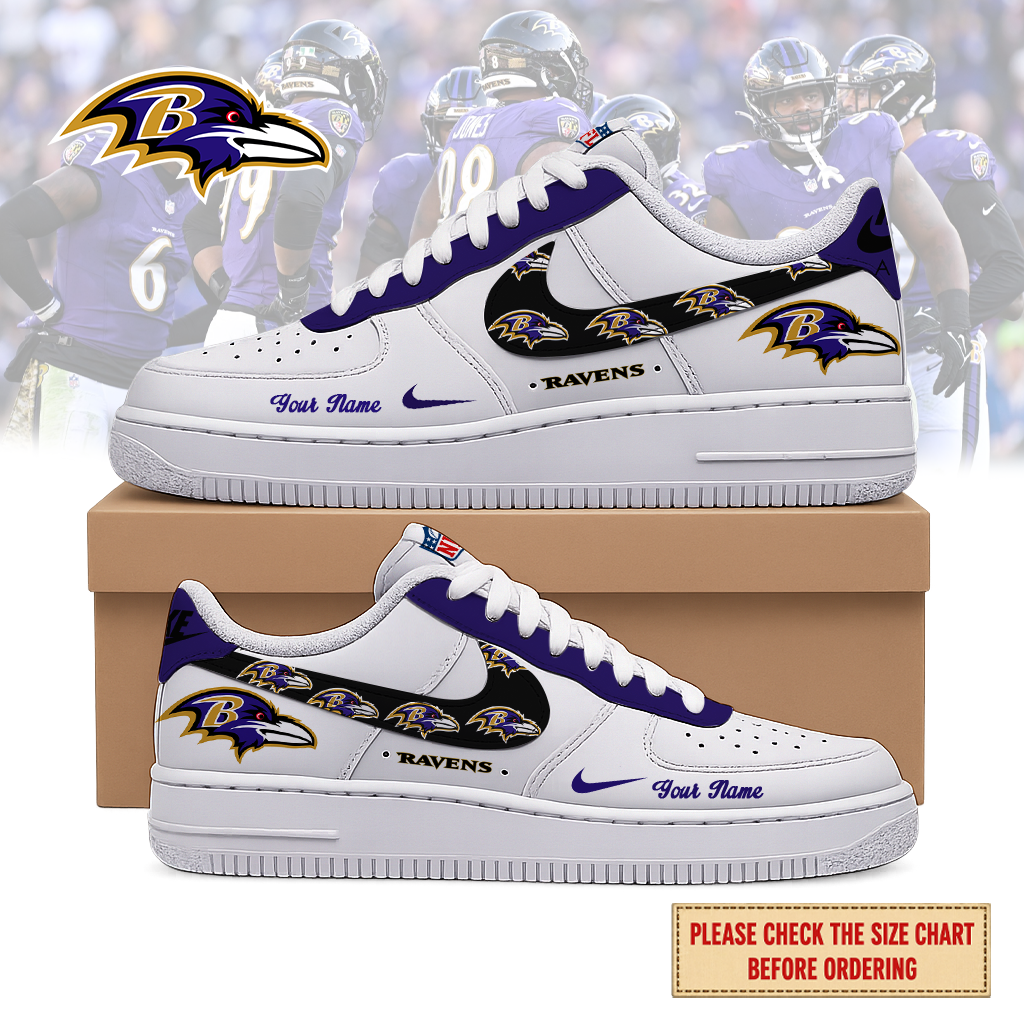 LIMITED EDITION - NEW CUSTOMIZED NFL28 BTR BALTIMORE RAVENS AF1 SHOES