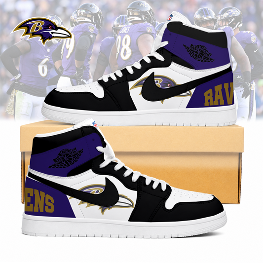 LIMITED EDITION - NEW CUSTOMIZED NFL28 BTR BALTIMORE RAVENS AIR JORDAN SNEAKERS