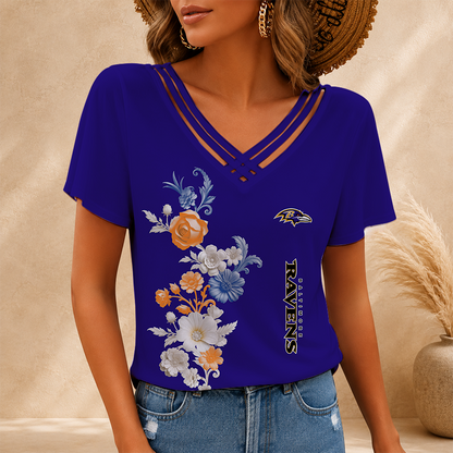 LIMITED EDITION - NEW CUSTOMIZED NFL28 BTR BALTIMORE RAVENS V-NECK SHIRT