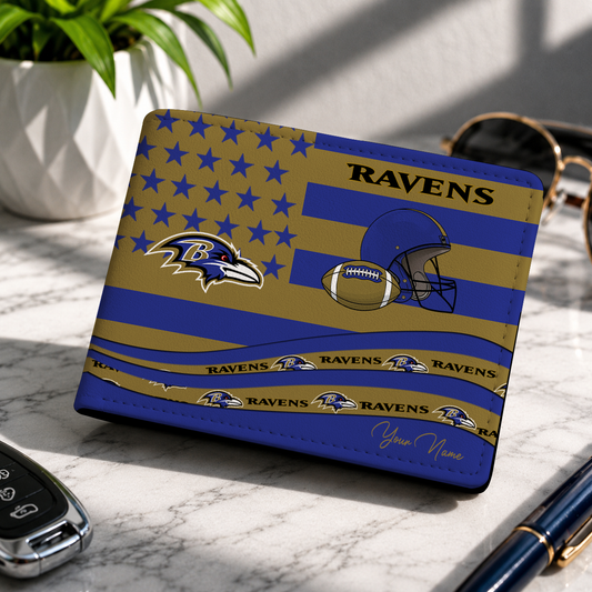 LIMITED EDITION - NEW CUSTOMIZED NFL28 BTR BALTIMORE RAVENS LEATHER WALLET