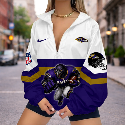 LIMITED EDITION - NEW CUSTOMIZED NFL28 BTR BALTIMORE RAVENS V-NECK ZIPPER SWEATSHIRT JACKET