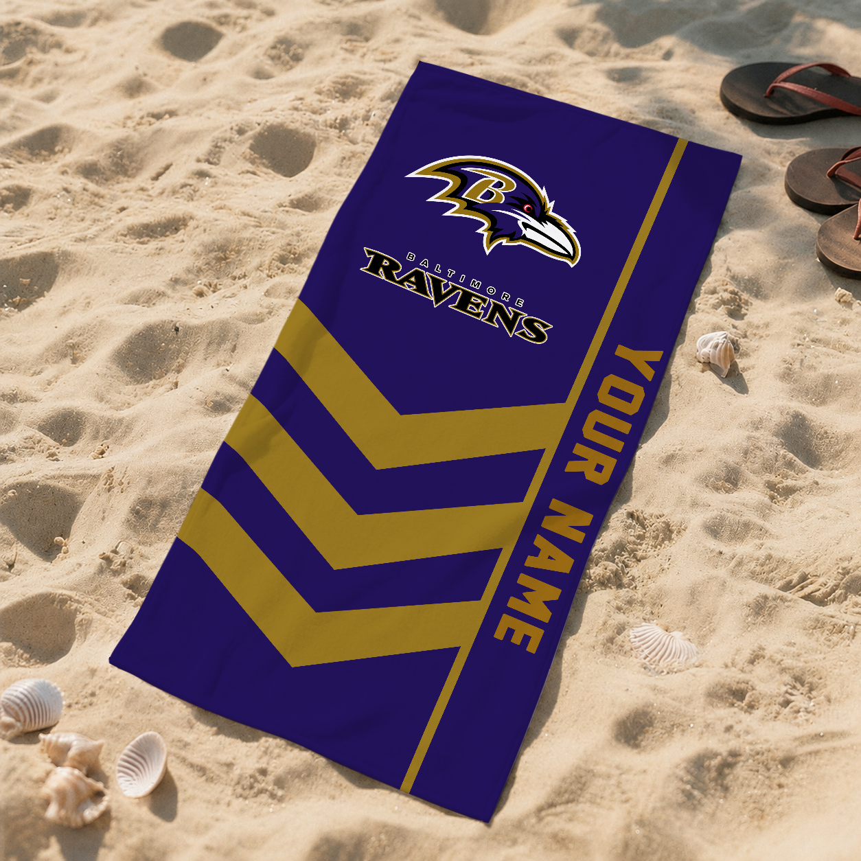 SPECIAL EDITION - NEW CUSTOMIZED NFL28 BTR BALTIMORE RAVENS BEACH TOWEL