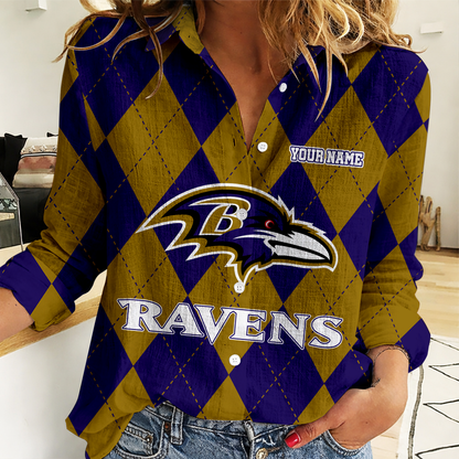 LIMITED EDITION - NEW CUSTOMIZED NFL28 BTR BALTIMORE RAVENS WOMEN CASUAL SHIRT FOR FAN